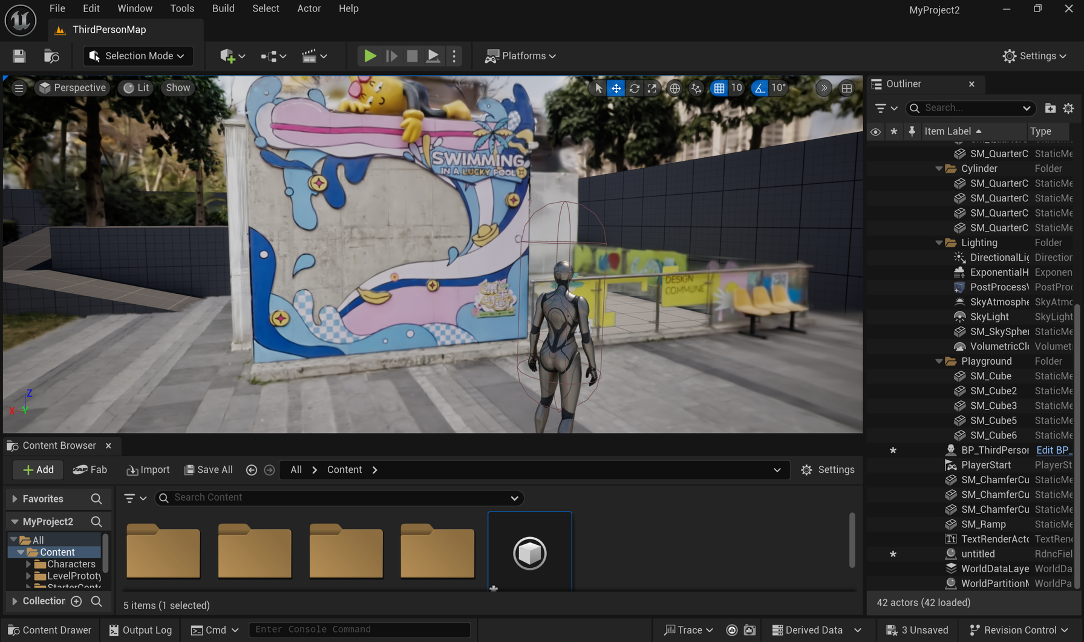 Third-person game scene display